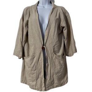Finery x Prosper Linen Blend Kimono Jacket Blazer Sz S Relaxed Fit Lagenlook